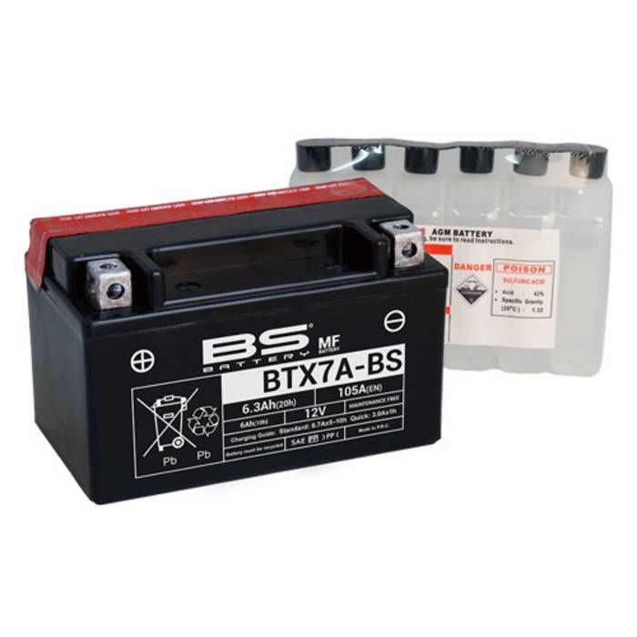 BS Battery MF AGM Battery 105CCA - 6Ah - BTX7A-BS - No Maintenance Activated