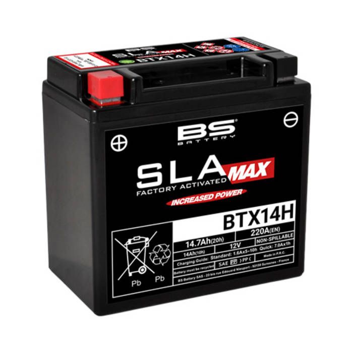 BS Battery SLA Max AGM Factory Activated Battery 220CCA - 14Ah - BTX14H